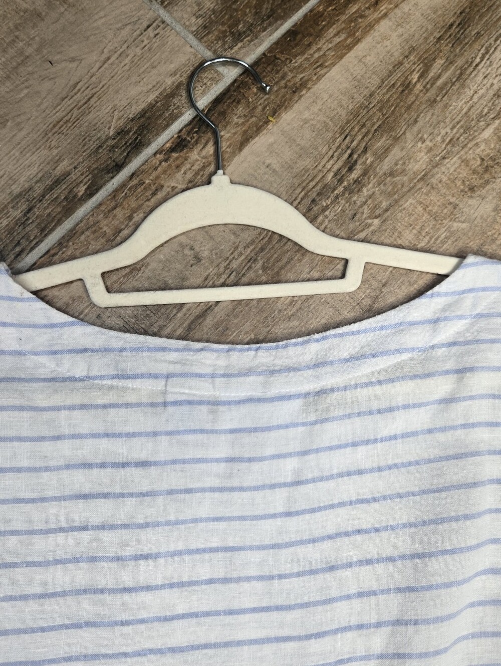 Martha Stewart Collection 100% Linen Top Boxy Crop Blouse White Stripes size XL - Picture 11 of 14